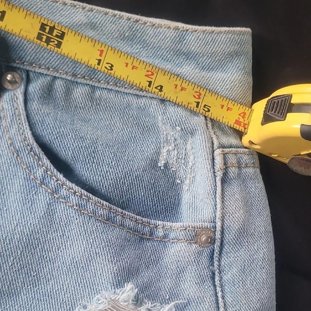 Light Blue Distressed Denim Shorts - Picture 16 of 16
